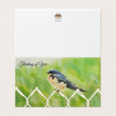Swallow on a Fence - Thinking of You Card (Outside Unfolded)