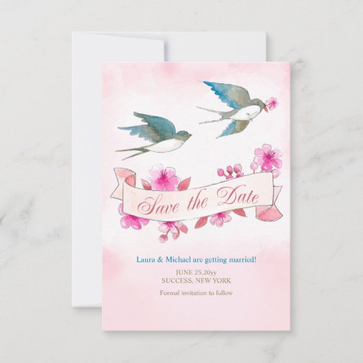 Swallow Save the Date Mariage Faire-part (Devant)