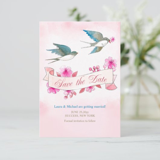 Swallow Save the Date Mariage Faire-part (Debout devant)