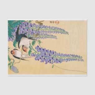 Swallows en Wisteria door Ohara Koson Tissuepapier