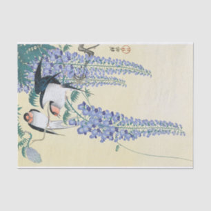 Swallows en Wisteria door Ohara Koson Tissuepapier