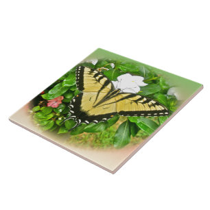 Swallowtail Butterfly - Flowers Tegeltje