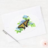 Swallowtail Butterfly Hydrangea Bloem Ovale Sticker (Envelop)