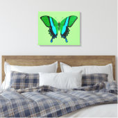 Swallowtail Butterfly in Green, Turquoise & Black Canvas Afdruk (Insitu (Slaapkamer))