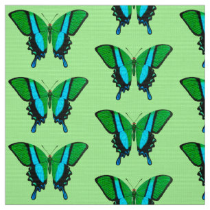 Swallowtail Butterfly in Green, Turquoise & Black Stof
