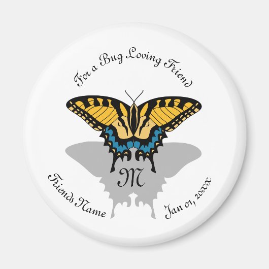 Swallowtail Butterfly Monogram Magneet (Voorkant)