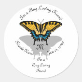 Swallowtail Butterfly Monogram Ronde Sticker (Voorkant)