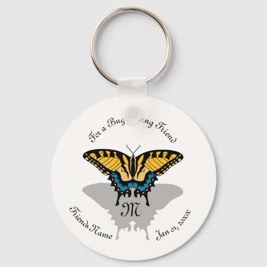 Swallowtail Butterfly Monogram Sleutelhanger (Voorkant)