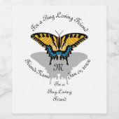 Swallowtail Butterfly Monogram Wijn Etiket (Enkel label)