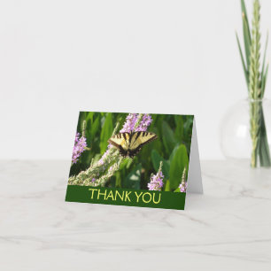 Swallowtail Butterfly op Paarse wilde bloemen Bedankkaart