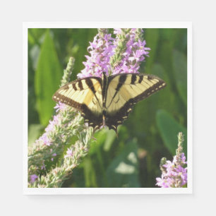 Swallowtail Butterfly op Paarse wilde bloemen Servetten