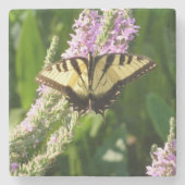 Swallowtail Butterfly op Paarse wilde bloemen Stenen Onderzetter (Voorkant)