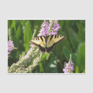 Swallowtail Butterfly op Paarse wilde bloemen Tissuepapier
