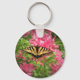 Swallowtail Butterfly zit op roze Azaleas Sleutelhanger
