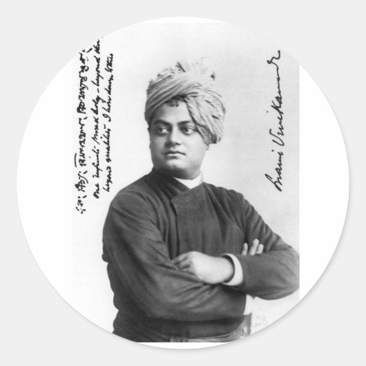Swami Vivekananda 1893 fotosticker Ronde Sticker (Voorkant)