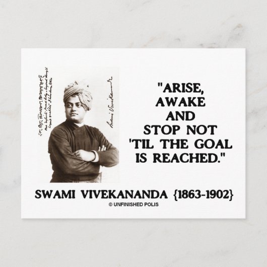 Swami Vivekananda Arise Awake Stop niet met 'Til G Briefkaart (Voorkant)