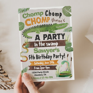 Swamp Birthday Invitation   Alligator   Krokodil Kaart