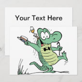 Swamp Crocodile Birthday Invitation Kaart (Voorkant / Achterkant)