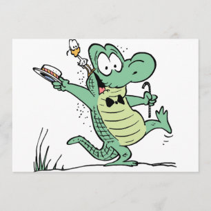 Swamp Crocodile Birthday Invitation Kaart