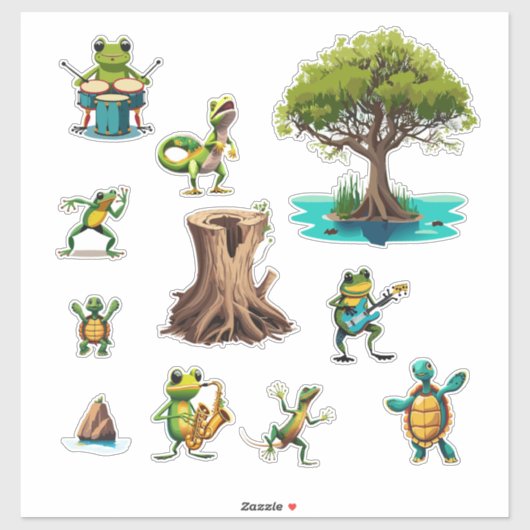 "Swamp Dance Party" op maat gesneden vinyl sticker (Vel)