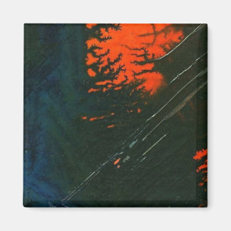 "Swamp Fire #7" Abstracte kunstmagneet Magneet