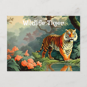 Swamp Forest Wild Tiger Vintage Poster Briefkaart