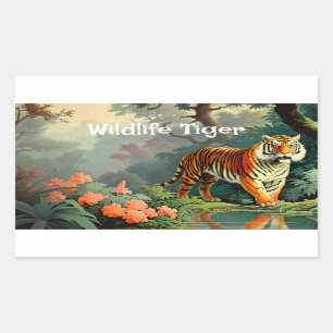 Swamp Forest Wild Tiger Vintage Poster Rechthoekige Sticker