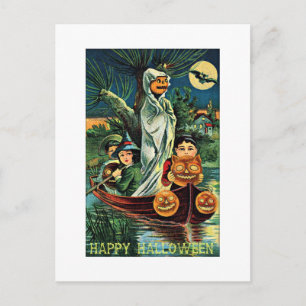 Swamp Ghost Pumpkin Vintage Halloween Briefkaart