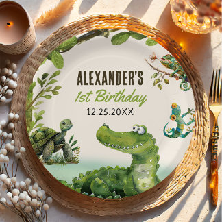 Swamp Reptile 1e verjaardagsfeest Papieren Bordje
