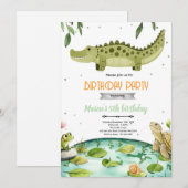 Swamp reptiles birthday party invitation (Devant / Derrière)