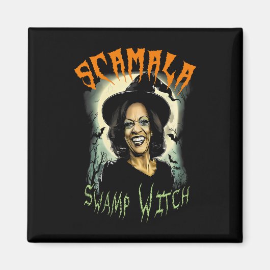Swamp Witch Funny Anti Kamala Harris 2024 Hallowee Magneet (Voorkant)