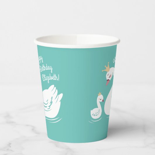 Swan 1st Birthday Party Baby shower Papieren Bekers (Links)
