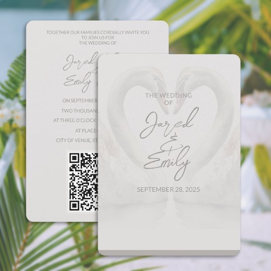 Swan 5x7 bruiloft uitnodiging QR-code