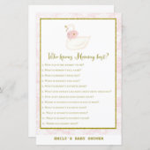 Swan Baby shower Game PRINED (Voorkant / Achterkant)