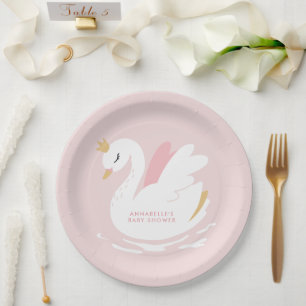 Swan baby shower girly roze aqua schattige elegant papieren bordje