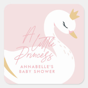 Swan baby shower girly roze aqua schattige elegant vierkante sticker