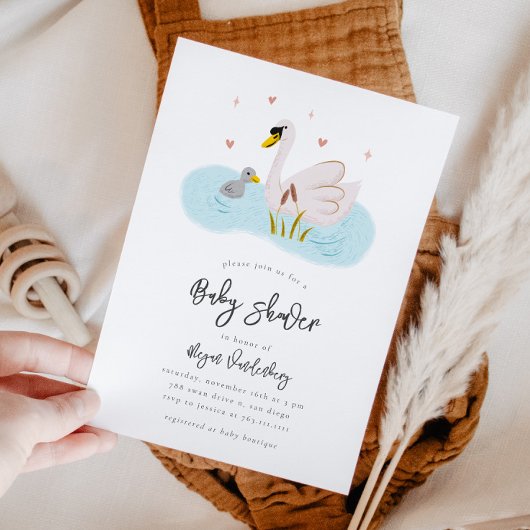 Swan Baby shower Invitation Kaart