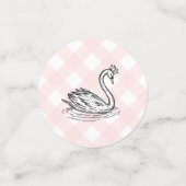 Swan Baby shower Roze Gingham Table Confetti (Kleine voorkant)