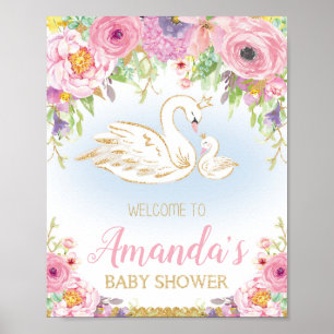 Swan Baby shower Welkomstteken Poster