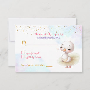 Swan Ballet Meisje Baby shower Reactie Kaart