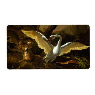 Swan Bewoedend door Dogs schilderij van Abraham Ho Etiket