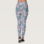 Swan Birds Floral Botanical Blue Pattern Leggings (Achterkant)
