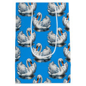 Swan Birds Pattern Design On Blue Medium Cadeauzakje (Achterkant)