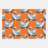 Swan Birds Pattern Design On Orange  Inpakpapier Vel (Voorkant)