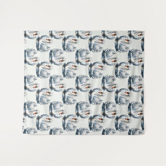 Swan Birds Pattern Design on White Wandkleed (Voorkant (horizontaal))