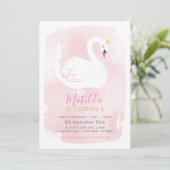 SWAN BIRTHDAY PARTIJ elegant goud bleek roze Kaart (Staand voorkant)