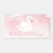 SWAN BIRTHDAY PARTIJ  elegant goud bleek roze Spandoek (Horizontaal)