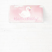 SWAN BIRTHDAY PARTIJ  elegant goud bleek roze Spandoek (Insitu)