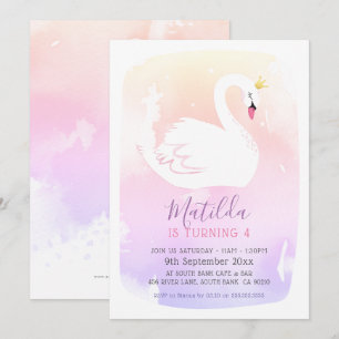 SWAN BIRTHDAY PARTIJ  elegante pastelregenboog Kaart