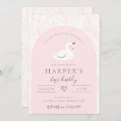 Swan Birthday Uitnodiging | Uitnodigingen van Swan (Voorkant / Achterkant)